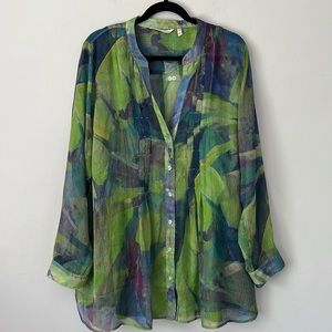 NWOT Soft Surroundings green Floral Blouse